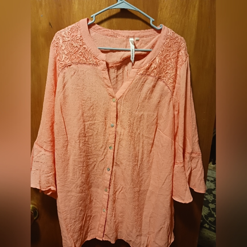 NY collection women's peach blouse 3x A-53